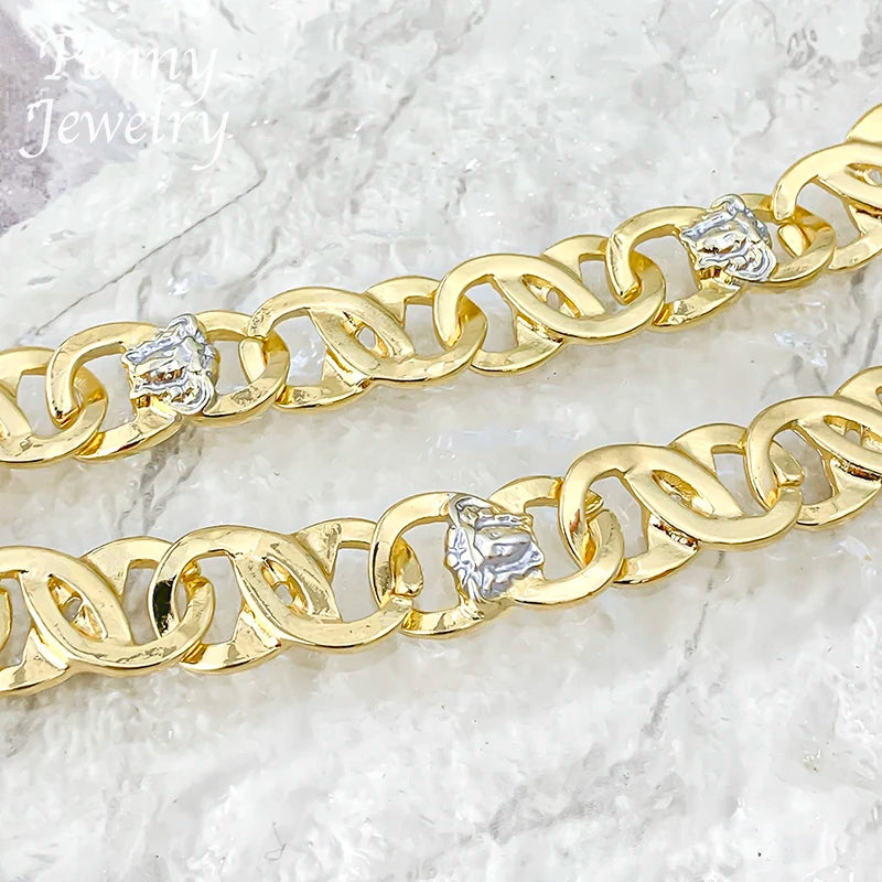 61cm Man Long Trendy Necklace Hip Hop Dubai 18K Gold Plated 925 sterling silver Jewelry Set Bracelet Man Fashion Jewellery Best Father's Day Gifts