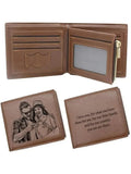 Personalized Picture Name Wallet Engraved Photo Short Purse Custom Folding Wallet Gifts for Him Men for Dad Father's Day Husban