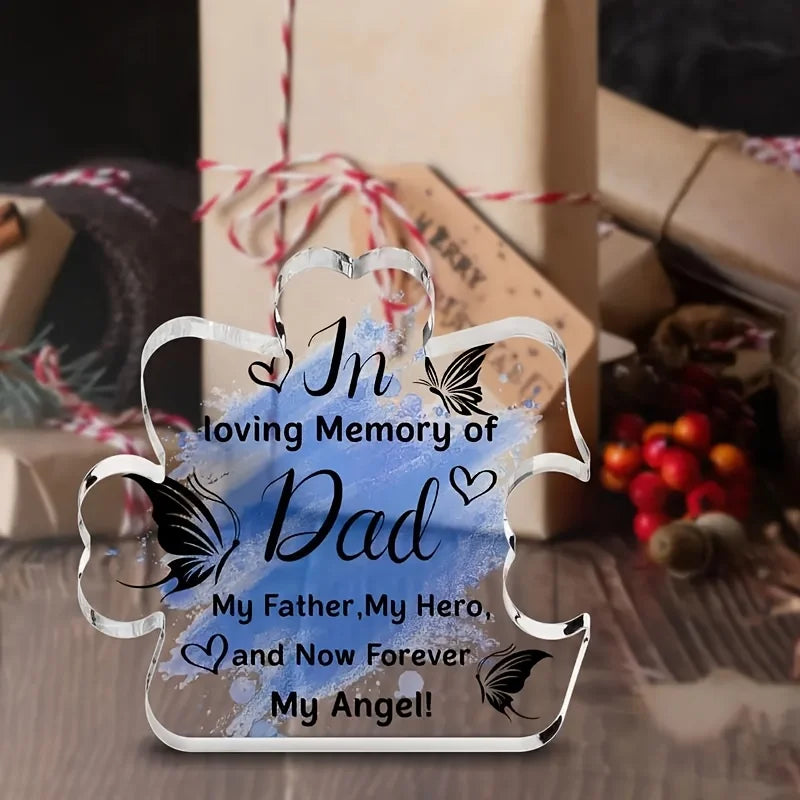 Memorial Acrylic Plaque Decoration for Dad - 'In Loving Memory of Dad' Tribute - Versatile Acrylic Table Decor for Anniversary,