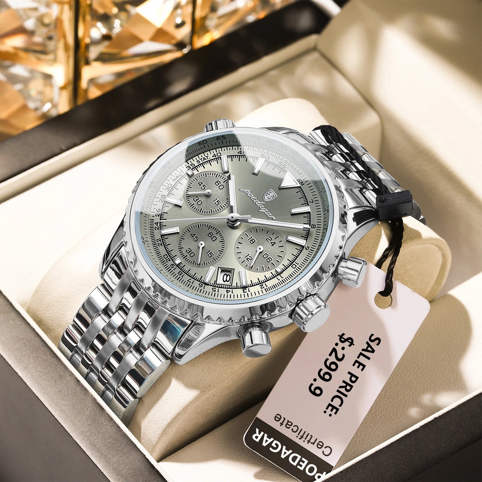 POEDAGAR Luxury Watch for Men Chronograph Date Stainless Steel Man Watch Waterproof Luminous Fashion Sports Men's Quartz Watches