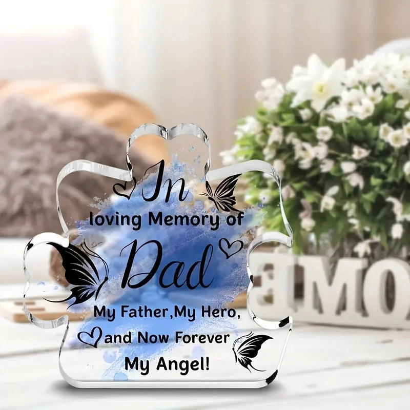 Memorial Acrylic Plaque Decoration for Dad - 'In Loving Memory of Dad' Tribute - Versatile Acrylic Table Decor for Anniversary,
