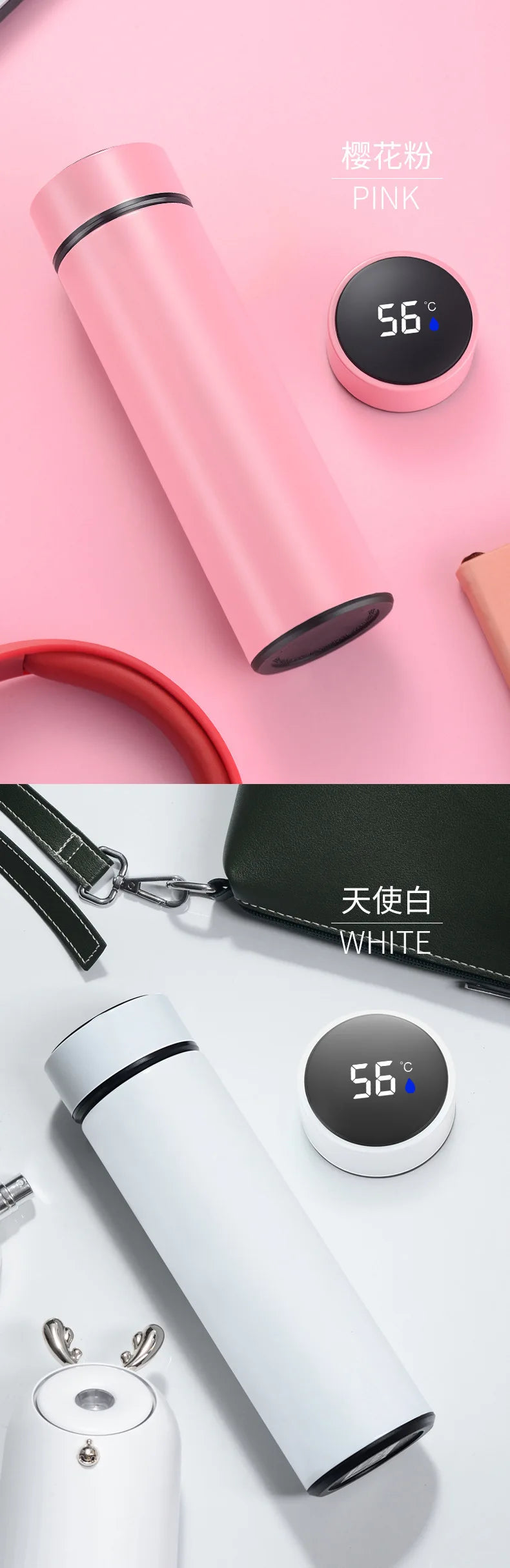 500ML Temperature Display Thermos Cup Stainless Steel Divided Thermos Bottle Outdoor Vacuum Insulated Cup Father's Day Gift