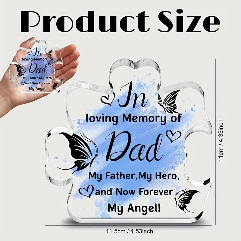 Memorial Acrylic Plaque Decoration for Dad - 'In Loving Memory of Dad' Tribute - Versatile Acrylic Table Decor for Anniversary,