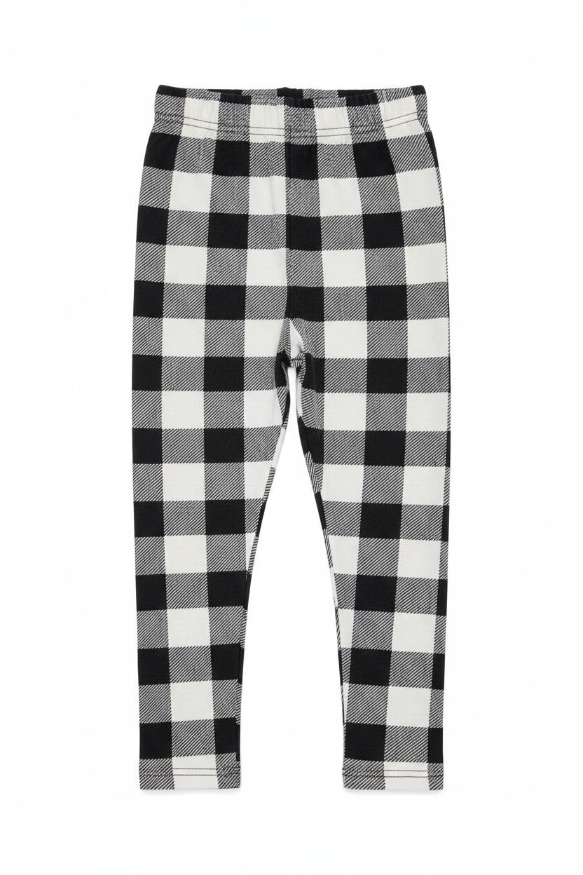 Kids Black & White Plaid Leggings